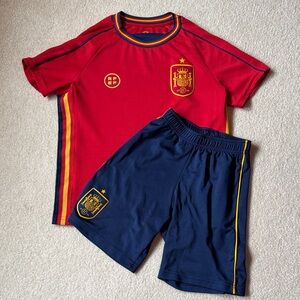 Kids Spain National Team Soccer Football Uniform Set